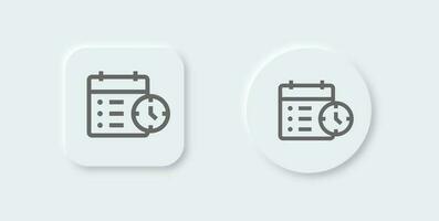 Linha do tempo linha ícone dentro neomórfico Projeto estilo. plano sinais vetor ilustração.