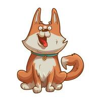 vetor ilustração do desenho animado feliz corgi isolado em branco fundo. cachorro ilustração para adesivos, aliciamento salão, impressões, mascote.