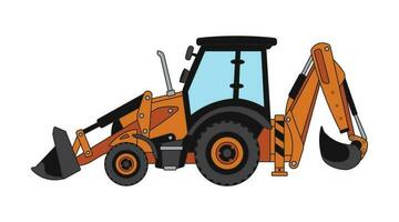 vetor ilustração cor crianças construção retroescavadeira escavadora construção máquina clipart