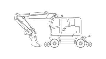 mão desenhado vetor ilustração cor crianças construção trilho rodado escavadora construção máquina clipart