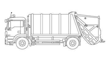 mão desenhado vetor ilustração cor crianças construção lixo caminhão limpeza máquina clipart