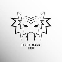 Preto e branco tigre mascarar logotipo linha arte estilo vetor