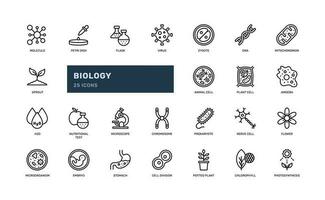 biologia Ciência laboratório Educação escola Aprendendo detalhado esboço linha ícone conjunto vetor