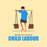 mundo dia contra criança trabalho vetor ilustração. adequado para poster, bandeiras, campanha e cumprimento cartão.