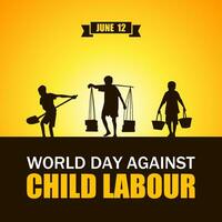 mundo dia contra criança trabalho vetor ilustração. adequado para poster, bandeiras, campanha e cumprimento cartão.