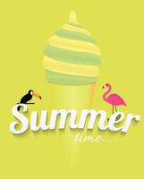 fundo abstrato do horário de verão com flamingo e tucano vetor