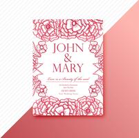 Design de modelo floral decorativo de cartão de convite de casamento vetor
