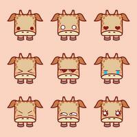 fofa kawaii girafa emoji conjunto vetor