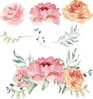 ramalhete do rosas pintado com aquarelas.mão desenhado floral.for Casamento cartão ,convite cartão. vetor