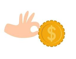 vetor mão dar moeda com dólar finança placa. o negócio crescimento ilustração para inteligente investimento conceito. lucro desempenho ou renda. doar para Socorro