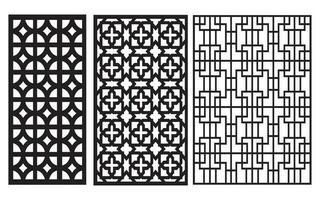 decorativo Preto padrões com branco fundo, geométrico, islâmico e floral modelo para cnc laser corte vetor