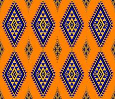 emblema étnico folk geométrico desatado padronizar dentro azul e amarelo vetor