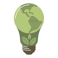 terra dentro forma do luz lâmpada lâmpada, conceito do ecologia problema esg renovável, verde energia, seguro e grandes prazo fonte, vetor ilustração.