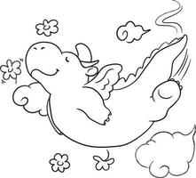 dinossauro desenho animado rabisco kawaii animê coloração página fofa ilustração desenhando grampo arte personagem chibi mangá quadrinho vetor