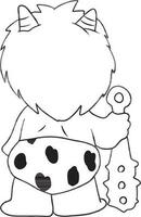 selvagem desenho animado rabisco kawaii animê coloração página fofa ilustração desenhando personagem chibi mangá quadrinho vetor