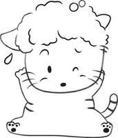 gato desenho animado rabisco kawaii animê coloração página fofa ilustração desenhando grampo arte personagem chibi mangá quadrinho vetor