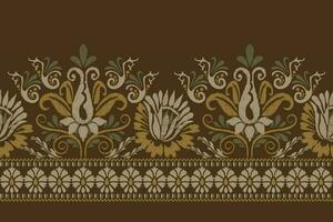 ikat floral paisley bordado em Castanho plano de fundo.ikat étnico oriental padronizar tradicional.asteca estilo abstrato vetor ilustração.design para textura,tecido,vestuário,embrulho,decoração,canga,cachecol