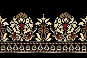 ikat floral paisley bordado em Preto plano de fundo.ikat étnico oriental padronizar tradicional.asteca estilo abstrato vetor ilustração.design para textura,tecido,vestuário,embrulho,decoração,canga,cachecol