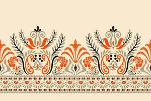 ikat floral paisley bordado em creme plano de fundo.ikat étnico oriental padronizar tradicional.asteca estilo abstrato vetor ilustração.design para textura,tecido,vestuário,embrulho,decoração,canga,cachecol