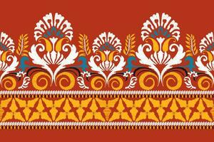 ikat floral paisley bordado em vermelho plano de fundo.ikat étnico oriental padronizar tradicional.asteca estilo abstrato vetor ilustração.design para textura,tecido,vestuário,embrulho,decoração,canga,cachecol.
