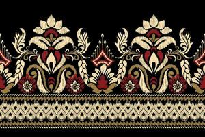 ikat floral paisley bordado em Preto plano de fundo.ikat étnico oriental padronizar tradicional.asteca estilo abstrato vetor ilustração.design para textura,tecido,vestuário,embrulho,decoração,canga,cachecol