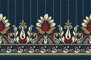 ikat floral paisley bordado em marinha azul plano de fundo.ikat étnico oriental padronizar tradicional.asteca estilo abstrato vetor ilustração.design para textura,tecido,vestuário,embrulho,decoração,canga.