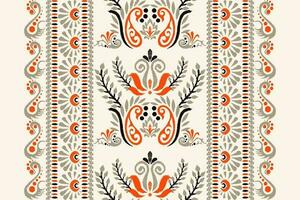 ikat floral paisley bordado em creme plano de fundo.ikat étnico oriental padronizar tradicional.asteca estilo abstrato vetor ilustração.design para textura,tecido,vestuário,embrulho,decoração,cachecol,tapete