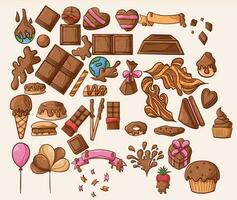 desenho animado estilo chocolate Comida arte ilustração vetor