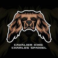 descuidado rei Charles espanhol cachorro face vetor estoque ilustração, cachorro mascote logotipo, cachorro face logotipo vetor