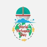 mundo refugiado dia com ilustração do barco escapes por aí a mundo vetor