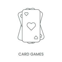 ícone cartão jogos, linear vetor ilustração.