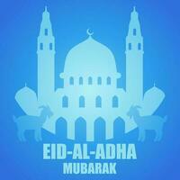 eid al adha vetor ilustração para islamismo cultura. qurban Projeto do bode e mesquita para eid al adha mubarak. islâmico Projeto do qurban para al adha evento celebração dentro muçulmano cultura e islamismo religião