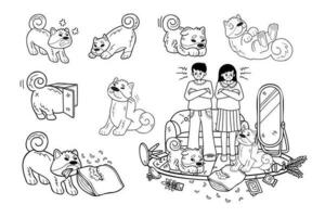 mão desenhado Shiba inu cachorro e família coleção dentro plano estilo ilustração para o negócio Ideias vetor