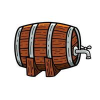 barril ou de madeira barril com tocar. bebida e vintage armazenamento recipiente. Cerveja clássico mão desenhado barril, velho vinho ou uísque barril. vetor