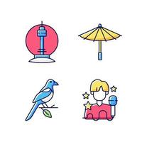 conjunto de ícones de cores rgb de tradições coreanas vetor