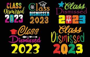 classe demitido 2023 Projeto para camiseta, cartões, quadro, Armação obra de arte, telefone casos, bolsas, canecas, adesivos, copos, impressão etc. vetor