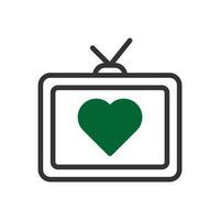 televisão amor ícone duotônico cinzento verde estilo namorados ilustração símbolo perfeito. vetor