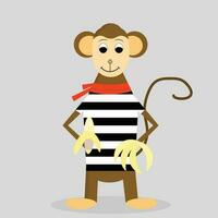desenho animado macaco com banana. desenho animado animal e macaco vetor ilustração