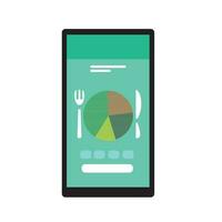 dieta e saudável comendo aplicativo em Smartphone, isolado ícone vetor