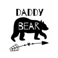 Papai engraçado urso. Papai Urso frase Preto silhueta com seta. pais dia ilustração. aventura Papai imprimir, isolado poster. desejando para Papai. Urso camiseta vetor. cumprimento cartão postal para Papai. vetor