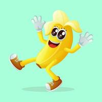 fofa banana personagem sorridente com uma feliz expressão vetor