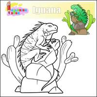 fofa desenho animado iguana coloração livro vetor