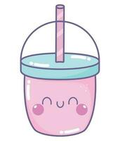 kawaii milkshake copo vetor