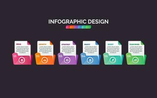criativo infográfico visualização e o negócio ícones. conceito com 6 opções, passos, processo para apresentação, disposição, diagrama gráfico, anual relatório vetor