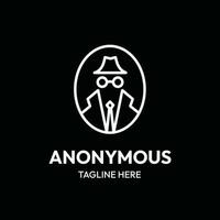 anônimo hacker linha arte esboço logotipo vetor
