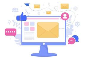 ilustração vetorial de marketing por e-mail para design digital vetor