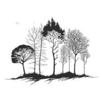 Preto e branco velho árvore vetor linha arte ilustração
