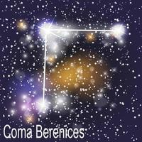 constelação de coma berenices com belas estrelas brilhantes no fundo do céu cósmico vetor