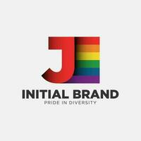 carta j arco Iris cor orgulho comunidade e companhia inicial vetor logotipo Projeto