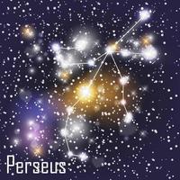 constelação de Perseu com belas estrelas brilhantes no fundo do céu cósmico ilustração vetorial vetor